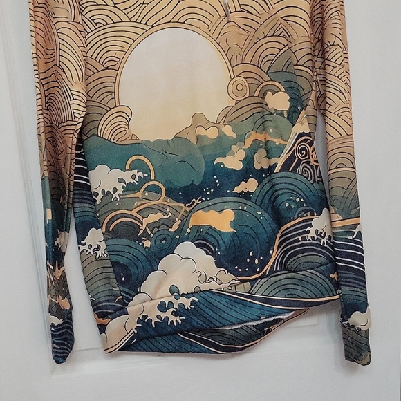 Artistic Wave Print Hoodie - Picture 2 of 5